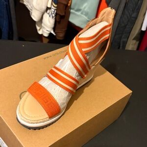 Orange and White Strappy Sandals